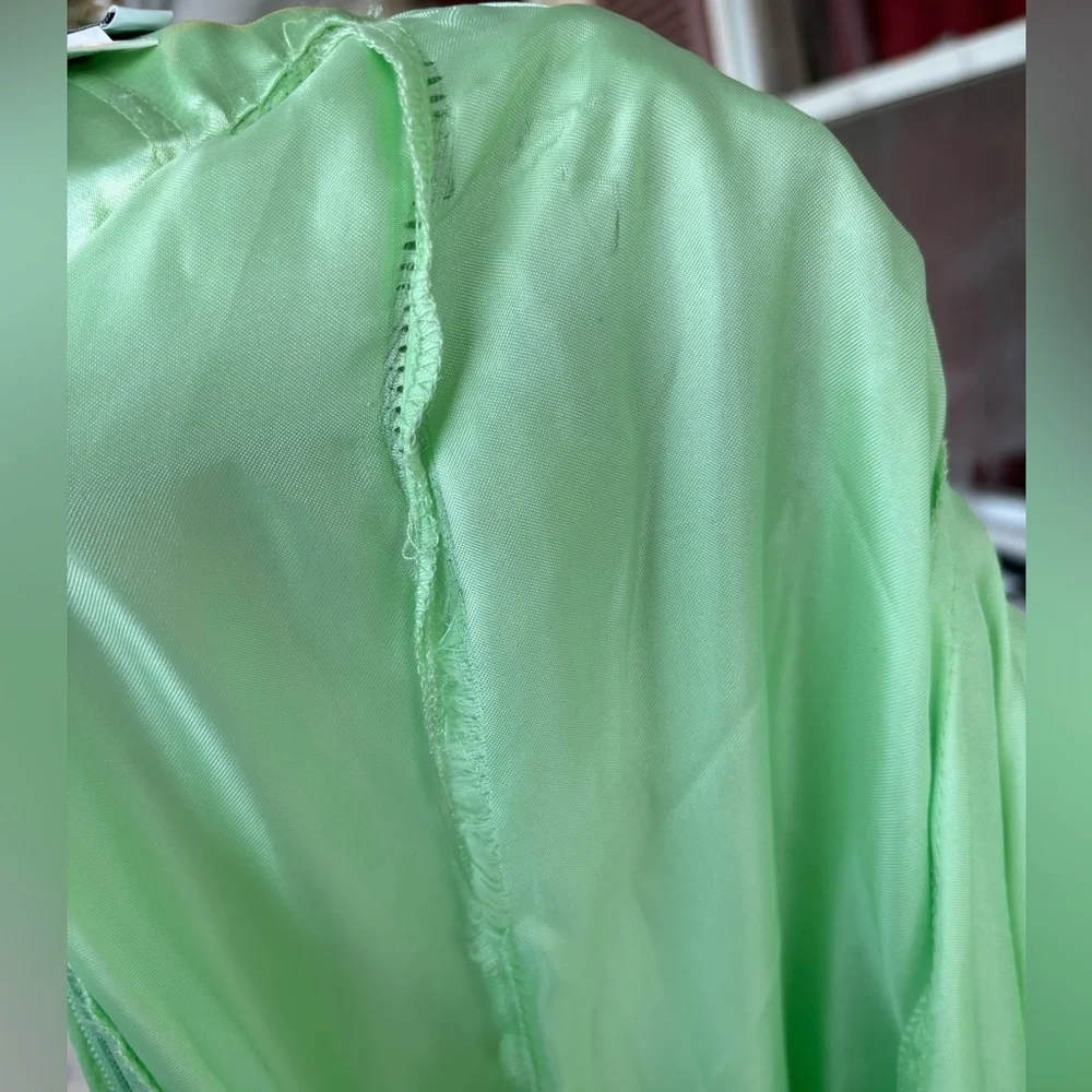 Sherri Hill Formal Prom Dress Sequin Beaded Chiffon Green Strapless Size 14 - Picture 8 of 10
